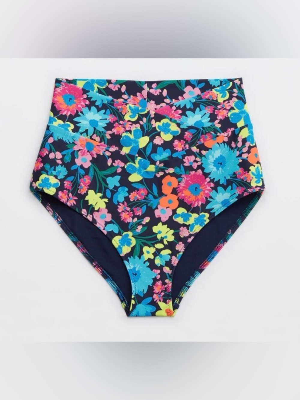 Aerie High Rise Full Coverage Crossover Bikini Bottom Floral